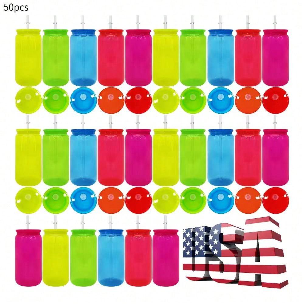 Plastic Cup 50Pcs - 50pcs US Warehouse 16oz Neon Fluorescent